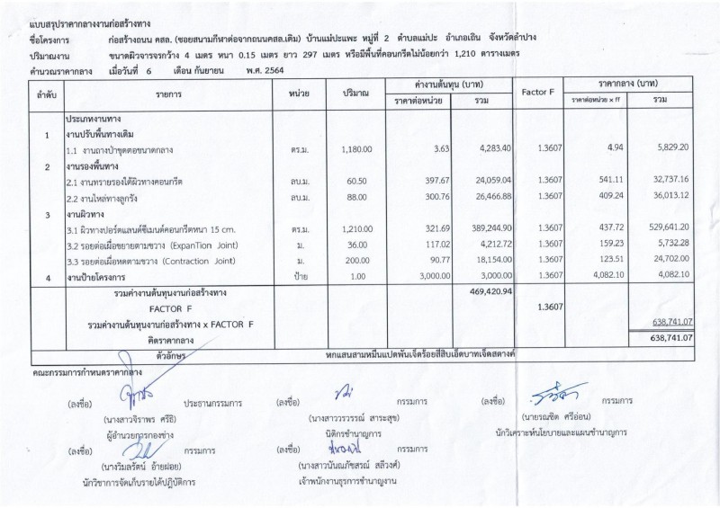 ตารางแสดงวงเงินงบประมาณที่ได้รับจัดสรรและราคากลางในงานจ้างก่ ... Image 4